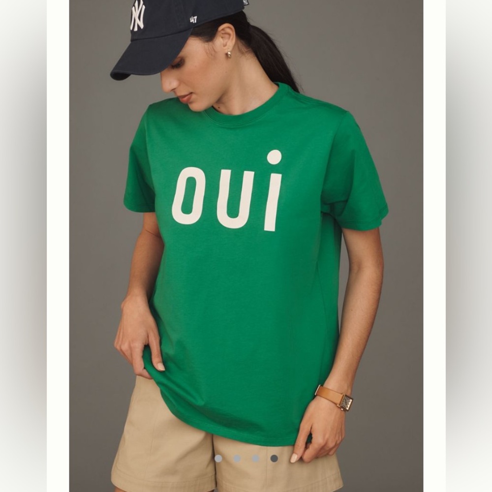 Clare V Oui Green Graphic Tee NWT